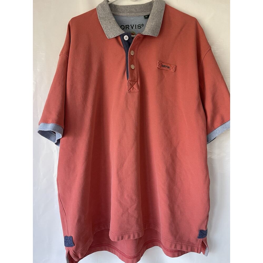 Orvis Signature Polo Shirt Red 100% Cotton XL Peru Short Sleeve Classic